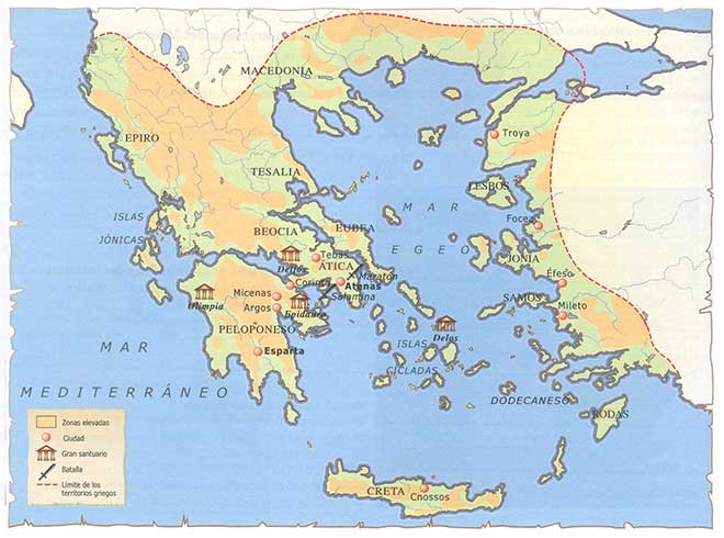 mapa cultura griega