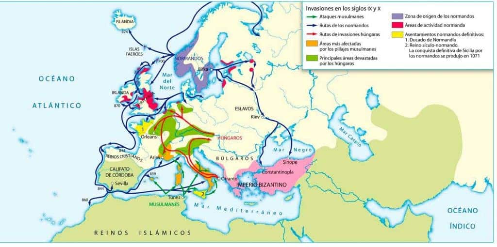 Mapa de las invasiones vikingas